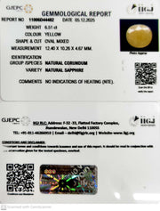 6.51/CT Natural Yellow Sapphire With Govt Lab Certificate-11006D44482